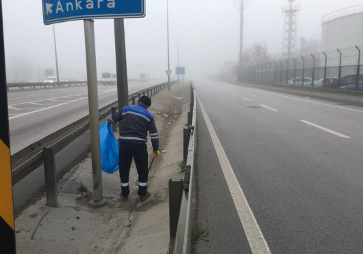 D-100’de mıntıka temizliği yapıldı...