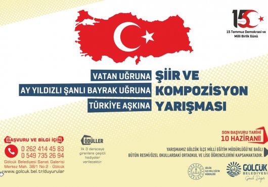 GÖLCÜKLÜ ÖĞRENCİLER 15 TEMMUZ DESTANINI ŞİİR VE KOMPOZİSYONLA ANLATACAKLAR